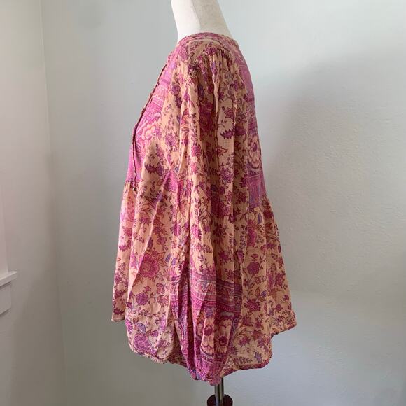 Spell & The Gypsy Top sz Large Folk Song Blouse Boho Floral Pink Hippie *FLAW - Picture 3 of 13